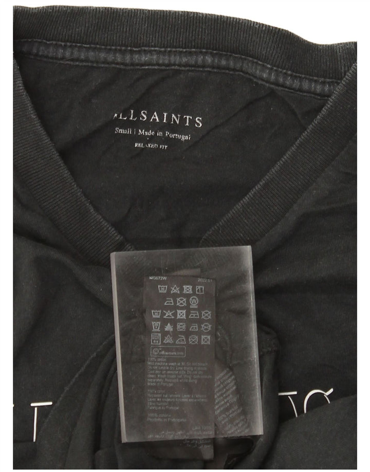 All Saints Herren-T-Shirt mit entspannter Passform, Grafik, Größe S, Schwarz, Baumwolle