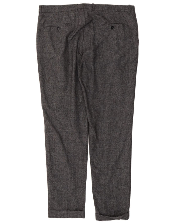 Massimo Dutti Herren-Anzughose mit Pegged-Anzug, EU 48, XL, W38, L32, grau karierte Baumwolle