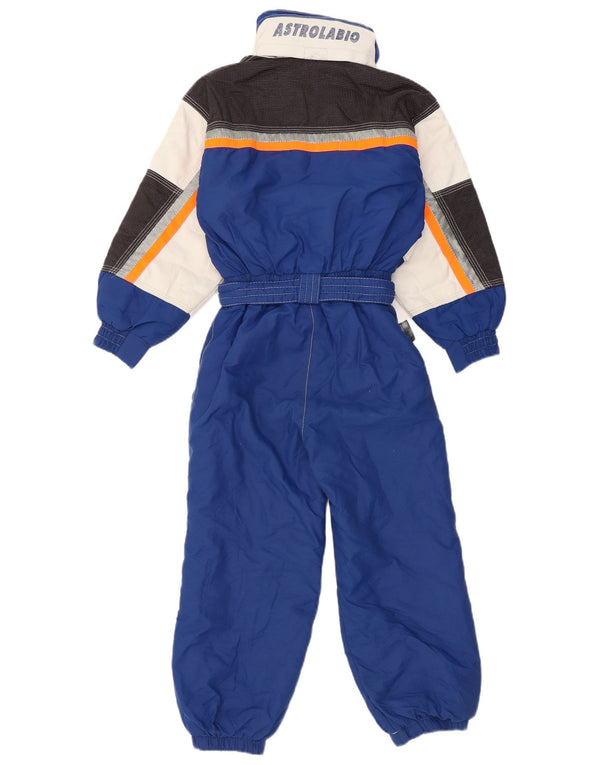 Astrolabio Jungen-Skioverall mit Kapuze und Grafik, 9–10 Jahre, blaues Farbblockdesign