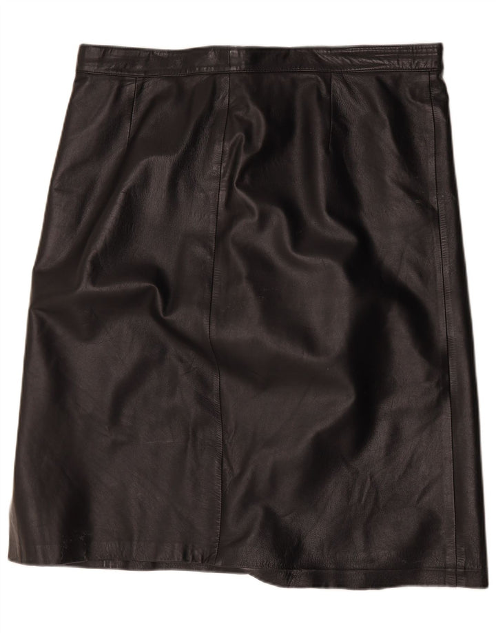 Vintage Damen Lederrock W40 2XL Schwarz
