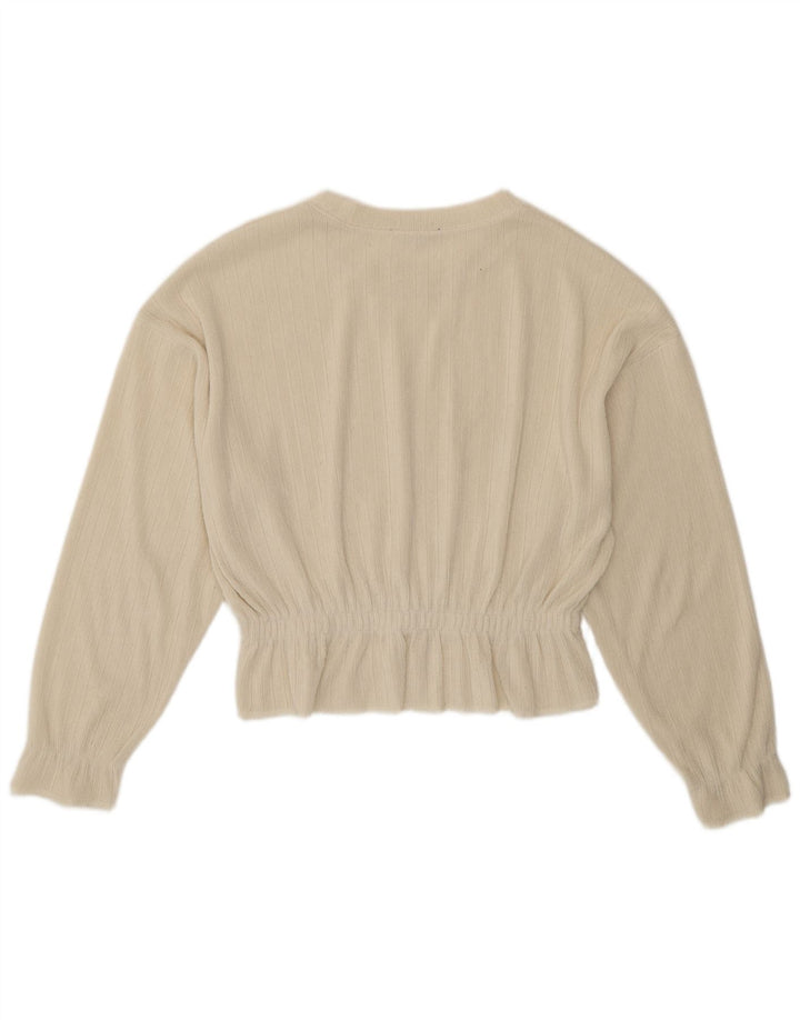 Zara Damen-Pullover mit U-Boot-Ausschnitt, Gr. 14, Mittel, gebrochenes Weiß