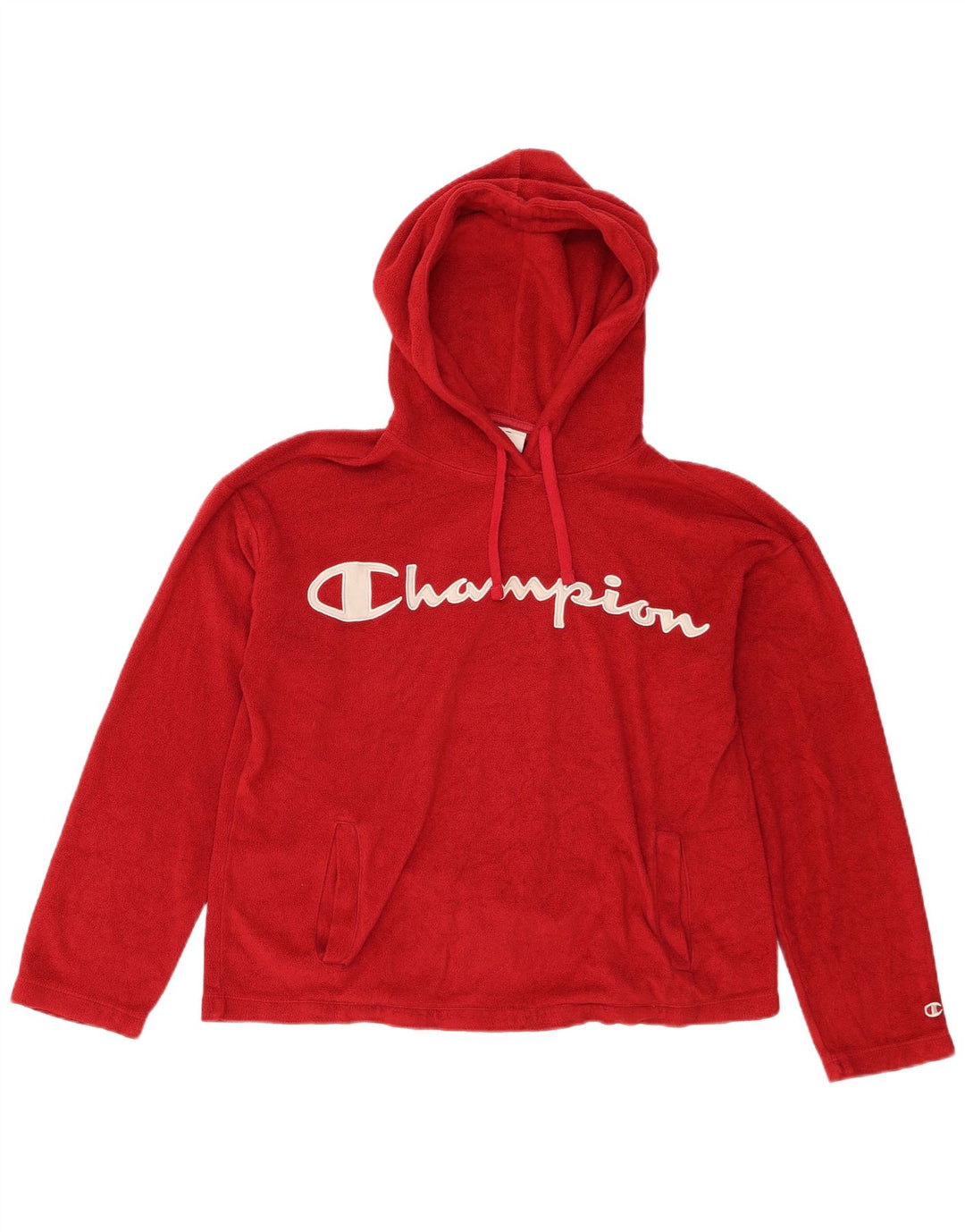 Champion Damen-Fleecepullover mit grafischer Kapuze, UK 14, Mittelrot, Polyester