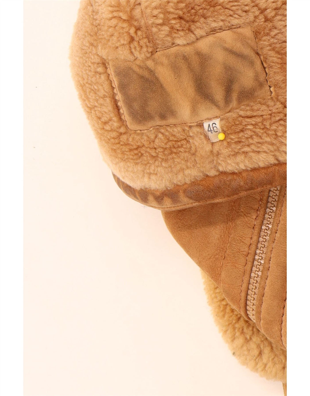 Vintage Damen Shearling Jacke IT 46 Großes Beige Leder