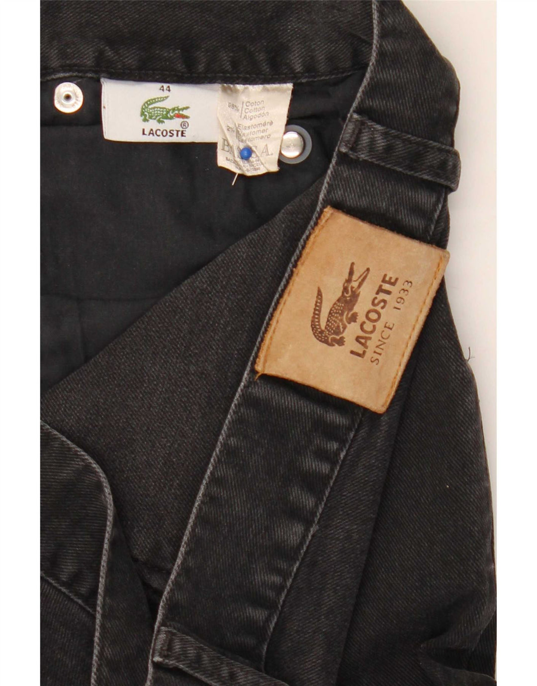 Lacoste Herren Straight Jeans Größe 44 Large W33 L27 Schwarze Baumwolle