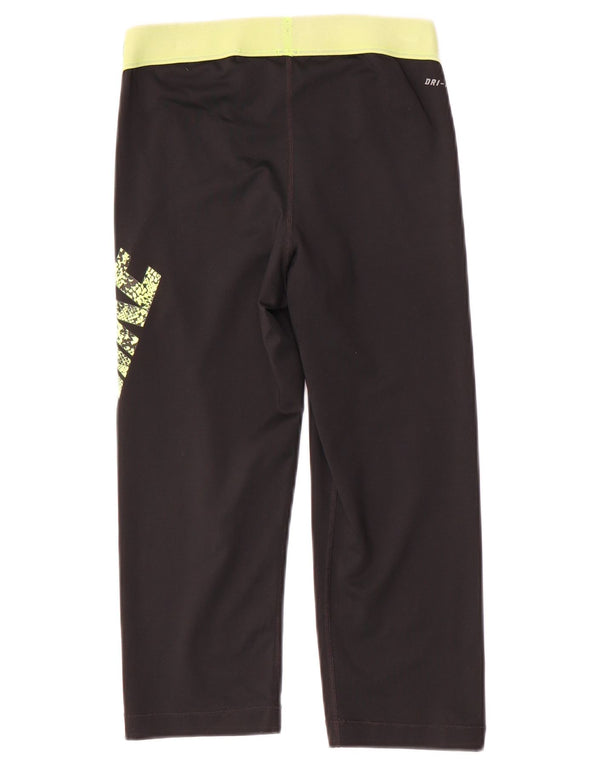 Nike Damen Dri Fit Capri Graphic Leggings UK 14 Mittelschwarzes Polyester