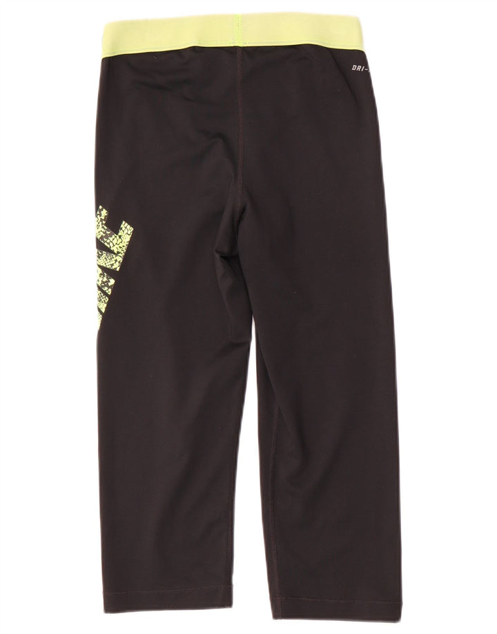Nike Damen Dri Fit Capri Graphic Leggings UK 14 Mittelschwarzes Polyester