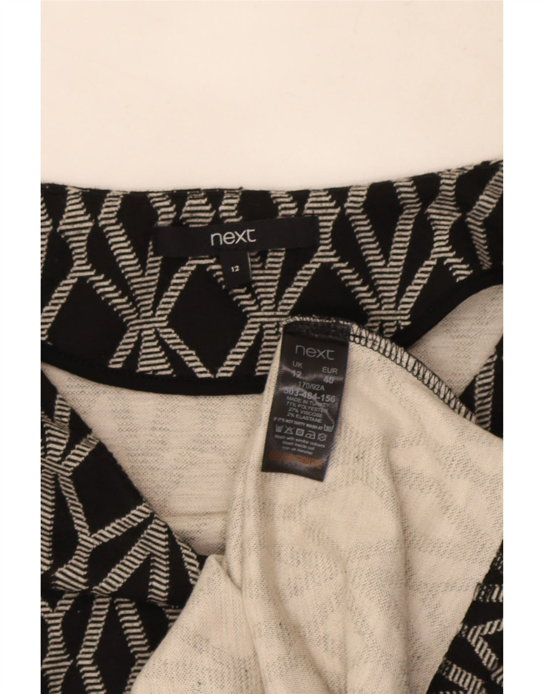 Next Damen Etuikleid UK 12 Mittelgraues geometrisches Polyester