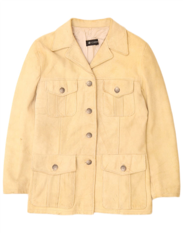 Vintage Damen Wildlederjacke UK 12 Medium Beige Leder