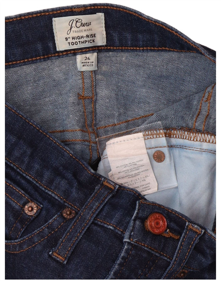 J. CREW Womens Toothpick High Rise Skinny Jeans W26 L29 Marineblau Baumwolle