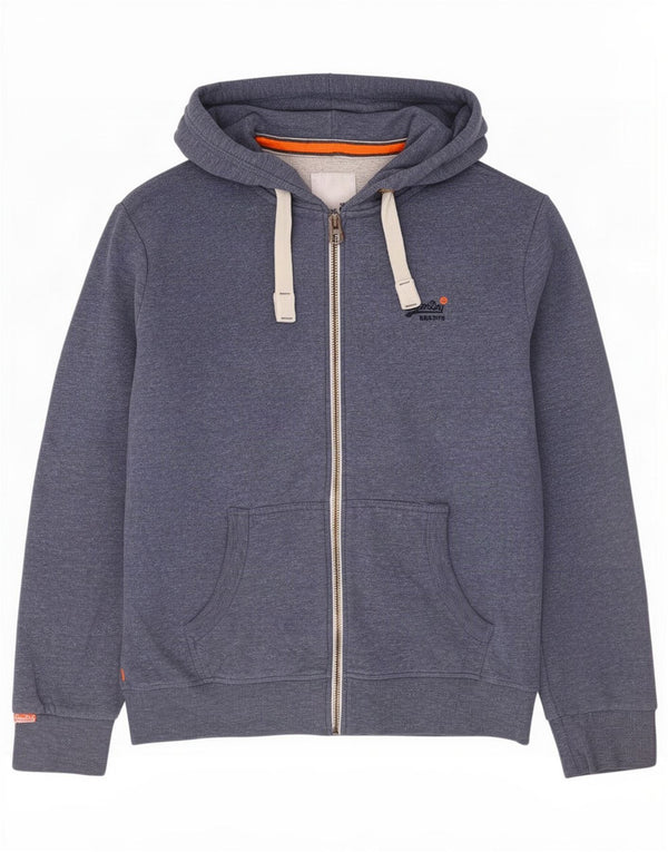 Superdry Herren-Kapuzenpullover mit Reißverschluss, 3XL, blaue Baumwolle
