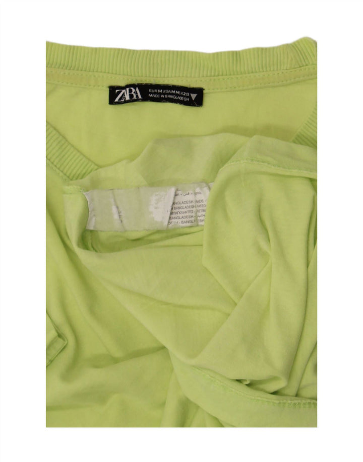 Zara Damen T-Shirt Top UK 12 Mittelgelb Baumwolle