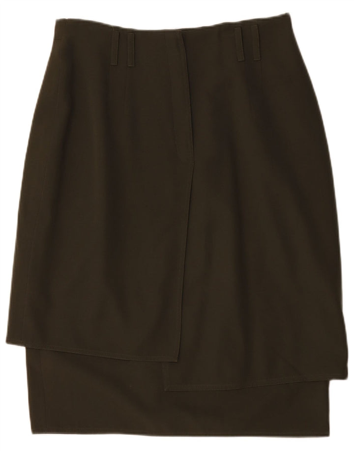 Les Copains Damen Bleistiftrock Medium W32 Grüne Wolle