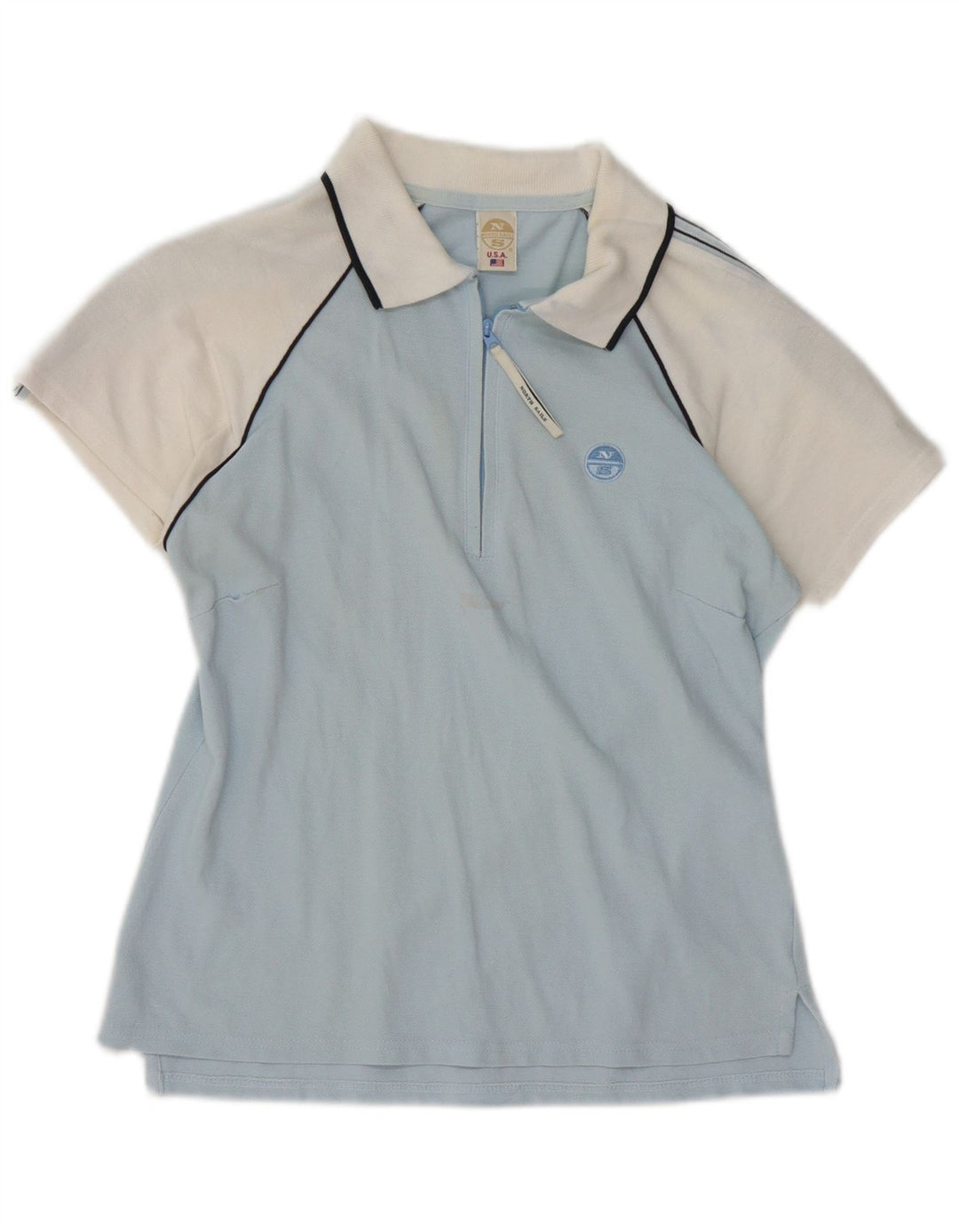 NORTH SAILS Damen Poloshirt mit Reißverschluss, UK 12, Mittelblau, Farbblock