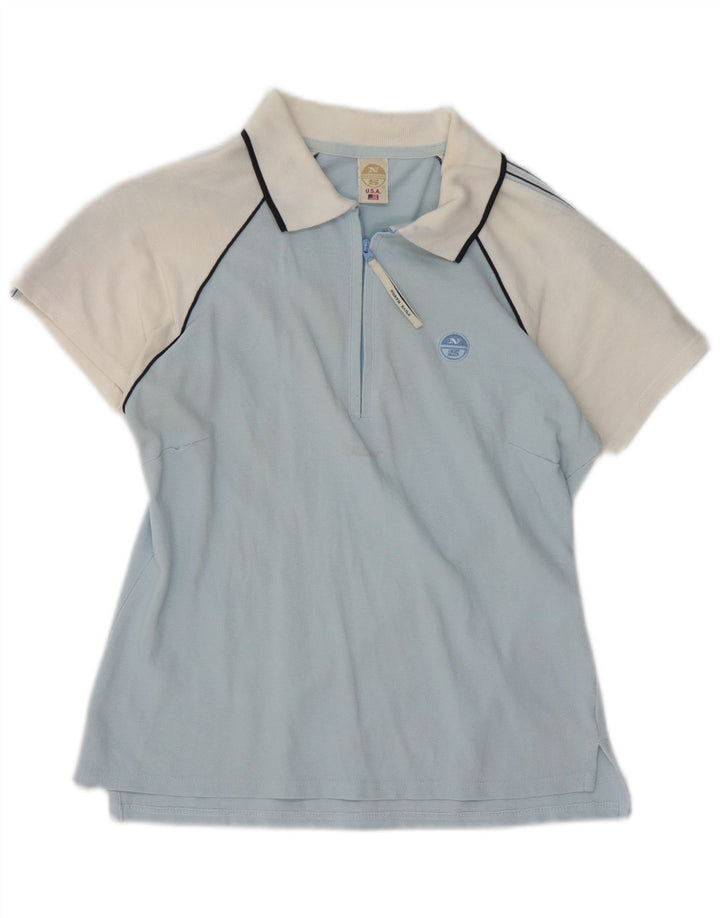 NORTH SAILS Damen Poloshirt mit Reißverschluss, UK 12, Mittelblau, Farbblock