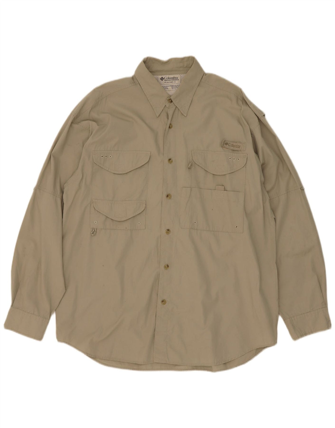 Columbia Herrenhemd aus mittlerer Khaki-Baumwolle
