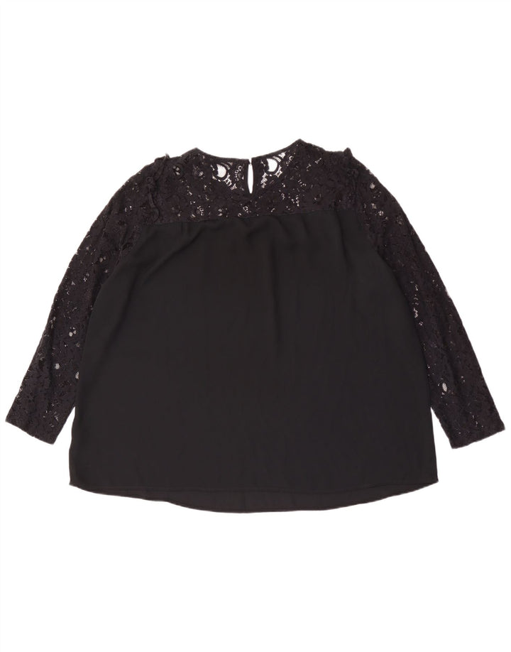 Marks & Spencer Damen-Langarm-Blusenoberteil in Übergröße, Gr. 44, Größe L, Schwarz