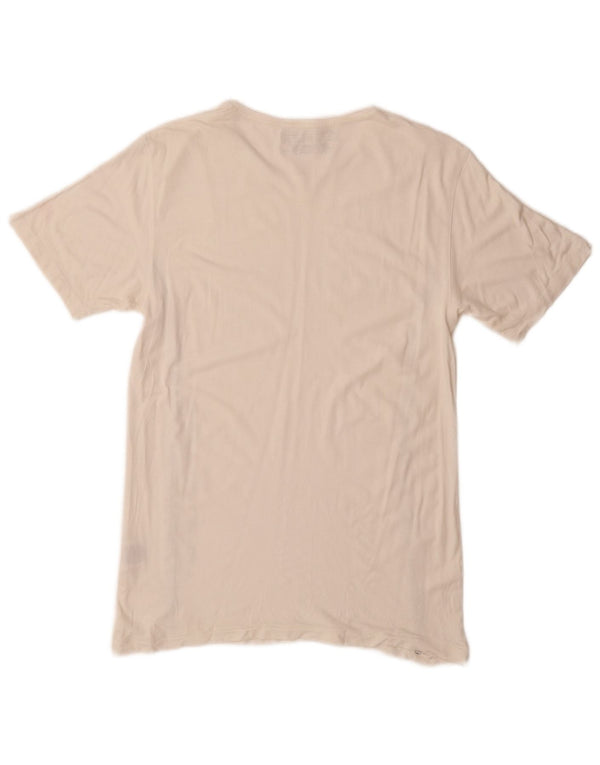 Reebok Herren Grafik T-Shirt Top Large Weiß Viskose