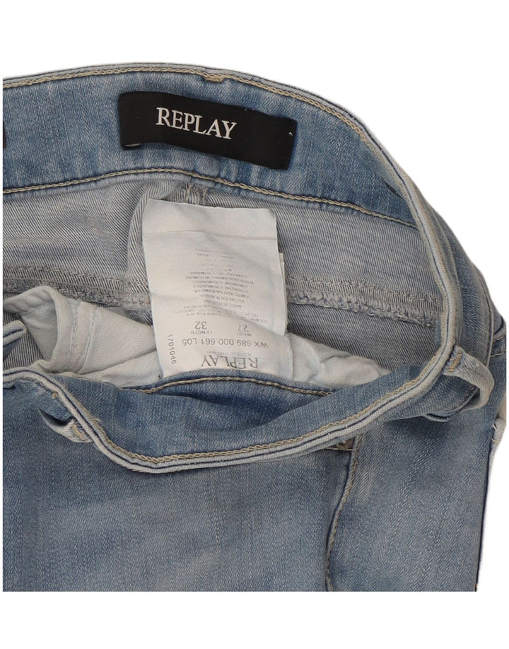 REPLAY Damen Slim Jeans W27 L27 Blaue Baumwolle