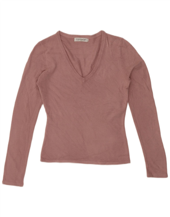 Topshop Damen Top Langarm UK 8 Small Rosa Acryl