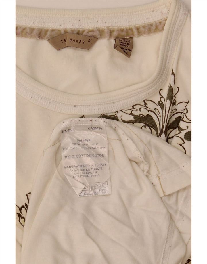 Ted Baker Herren-T-Shirt mit Grafik, Größe 3, mittelweiße Baumwolle