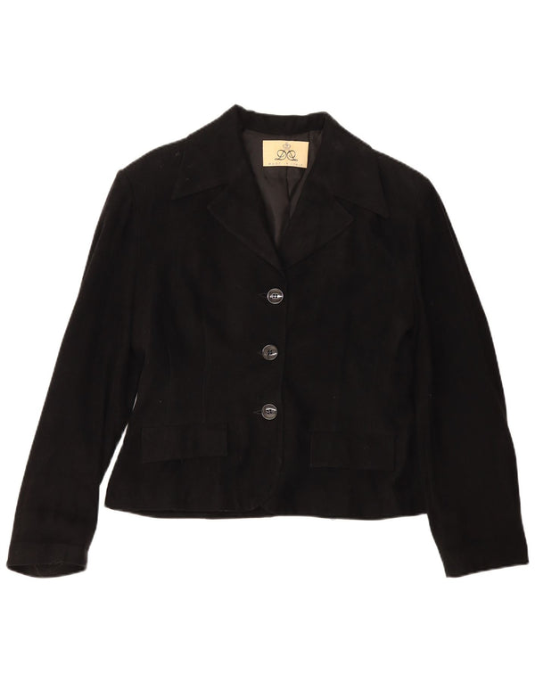 Vintage Damen 3 Knopf Blazer Jacke IT 48 XL Schwarz Viskose