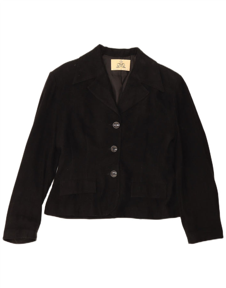 Vintage Damen 3 Knopf Blazer Jacke IT 48 XL Schwarz Viskose
