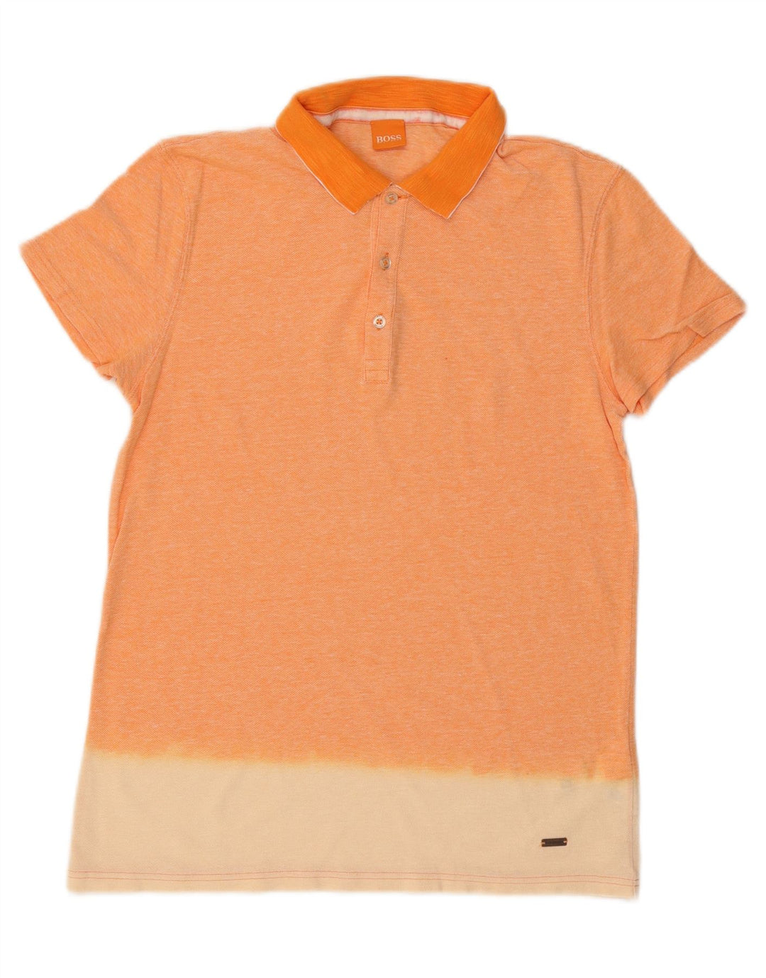 HUGO BOSS Herren-Poloshirt aus mittelorangefarbener Colourblock-Baumwolle