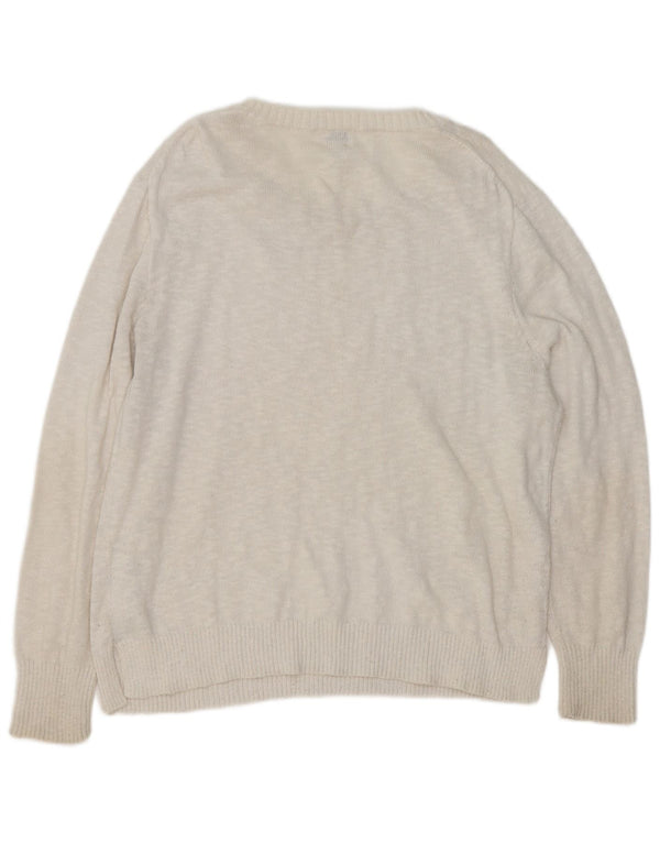 J. Crew Damen-Pullover mit U-Boot-Ausschnitt, UK 18, XL, weiß gesprenkelte Baumwolle