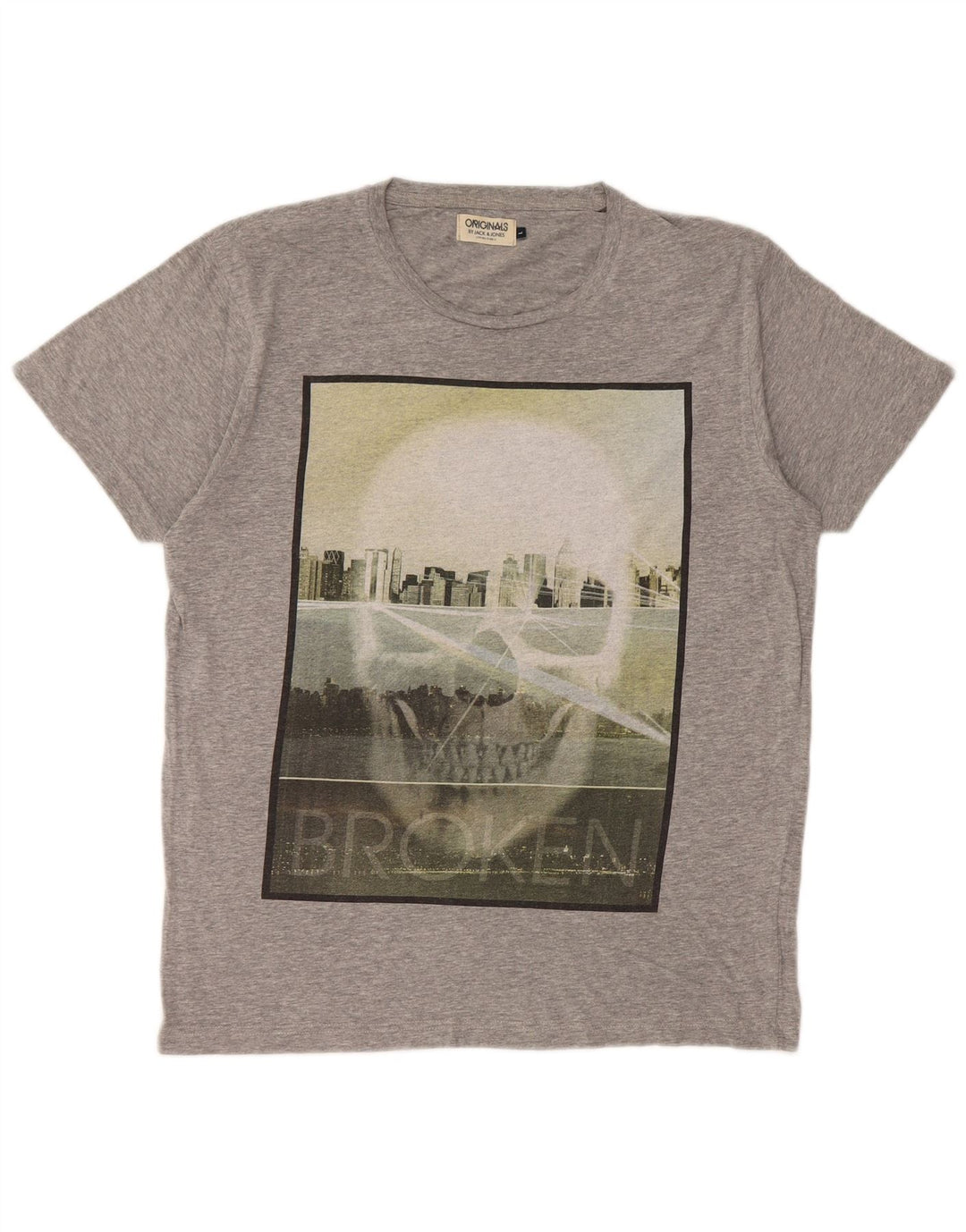 Jack & Jones Herren-T-Shirt mit Grafik, Größe L, Grau