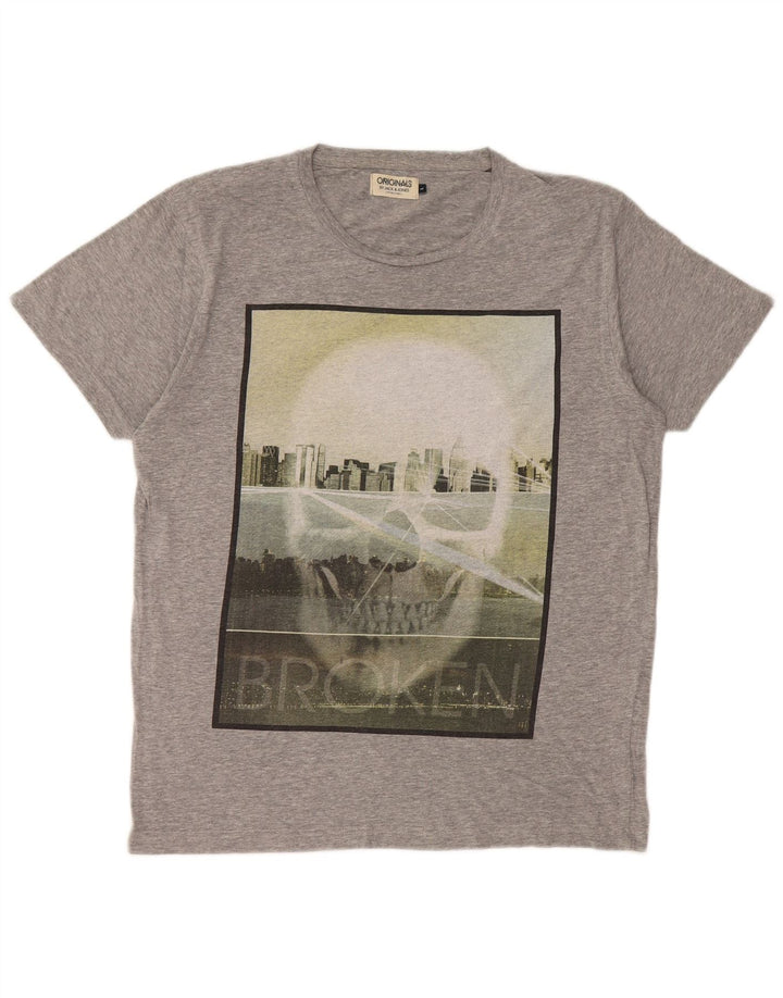 Jack & Jones Herren-T-Shirt mit Grafik, Größe L, Grau
