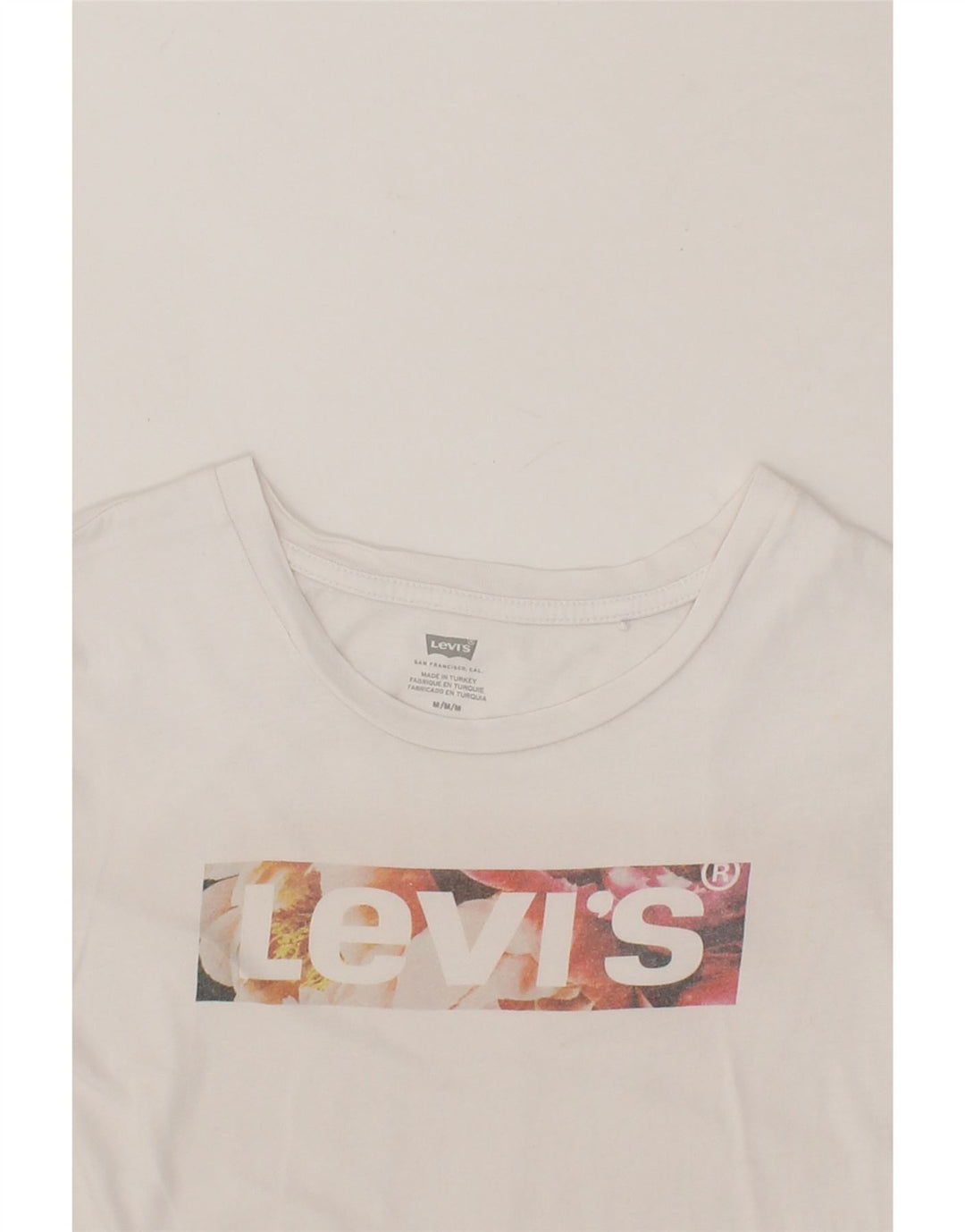 LEVI'S Womens Graphic T-Shirt Top UK 12 Medium White Cotton Vintage Levi's and Second-Hand Levi's from Messina Hembry 