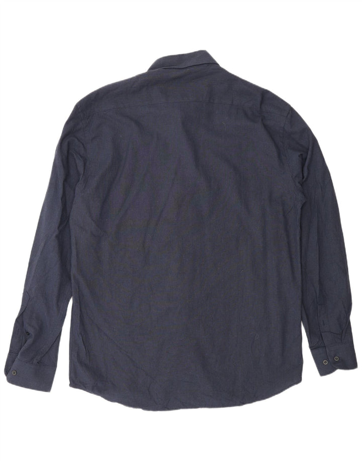 Massimo Dutti Herrenhemd Größe 42 Große marineblaue Viskose