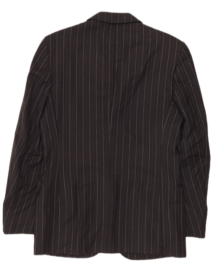 Zara Herren-Blazer mit 2 Knöpfen, EU 46, kleine schwarze Nadelstreifenwolle