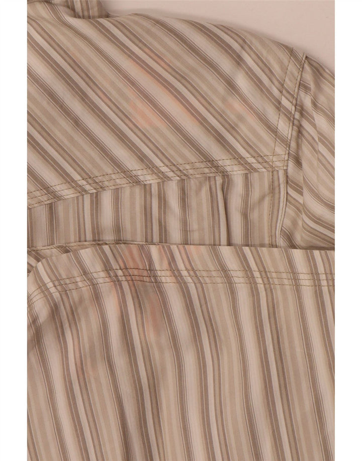 SALEWA Damen-Hemd UK 10 Small Beige gestreift aus Baumwolle