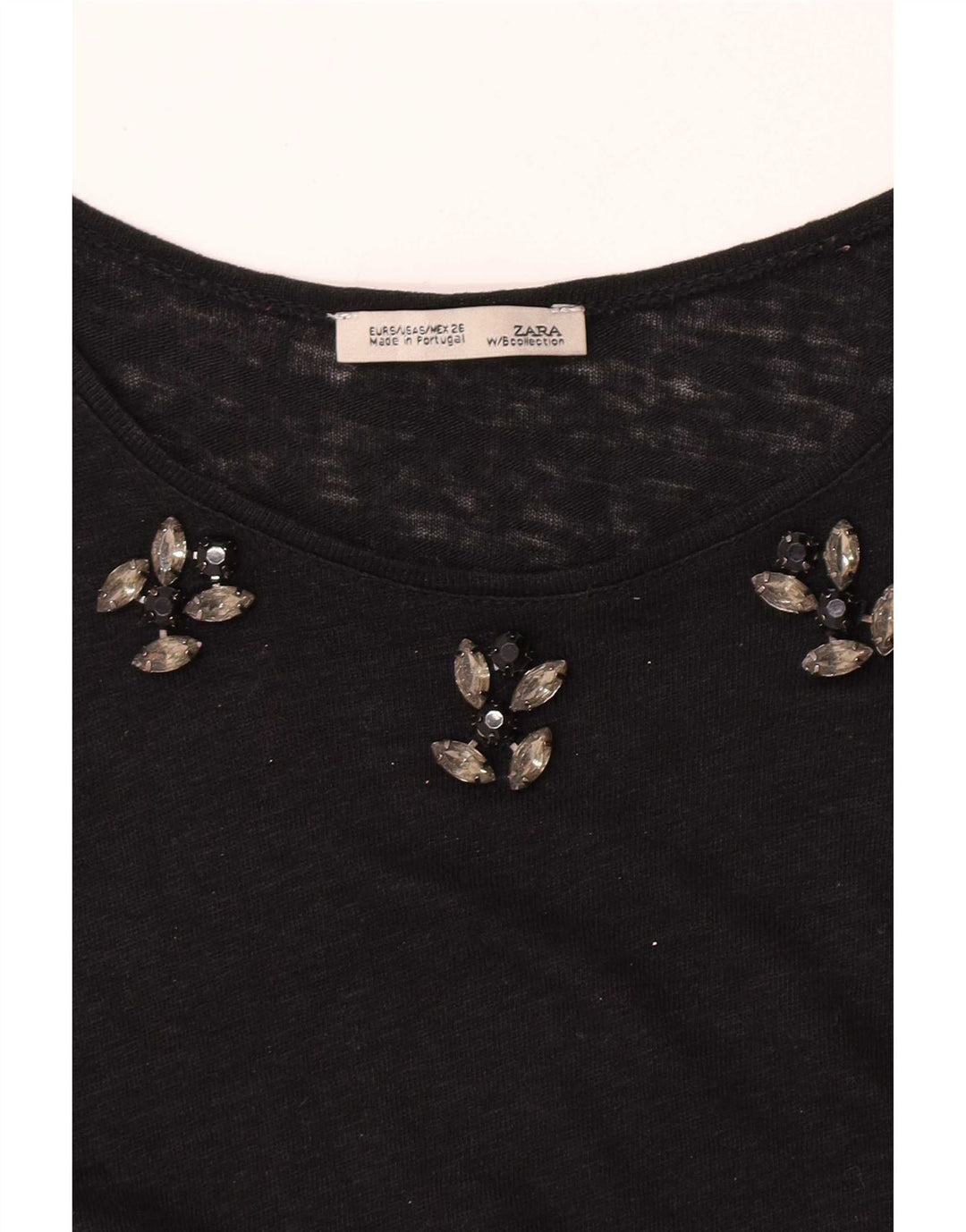 Zara Damen Top 3/4 Ärmel UK 10 Small Schwarz