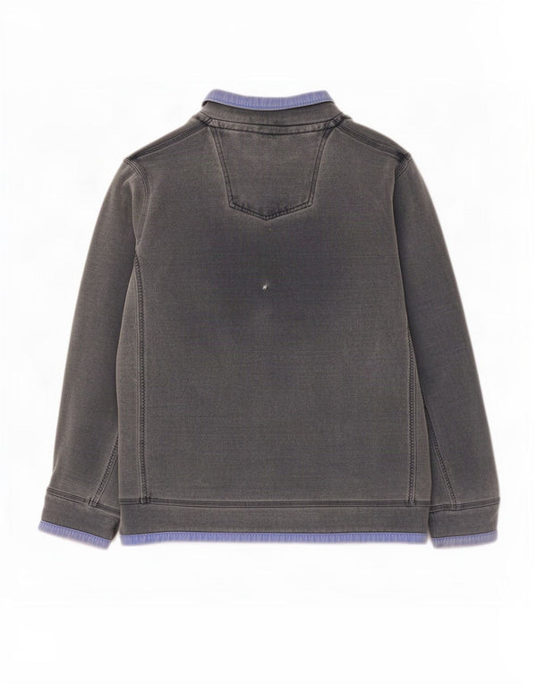 Fat Face Herren-Sweatshirt mit Reißverschluss am Hals, groß, aus grauer Baumwolle