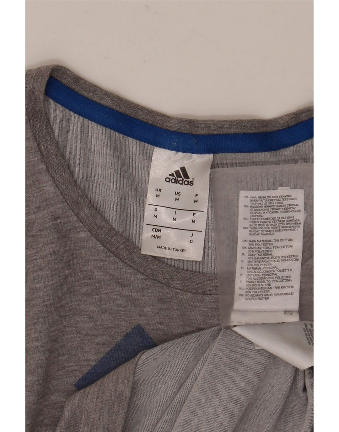 ADIDAS Herren Grafik-T-Shirt-Oberteil aus mittelgrau gesprenkelter Baumwolle