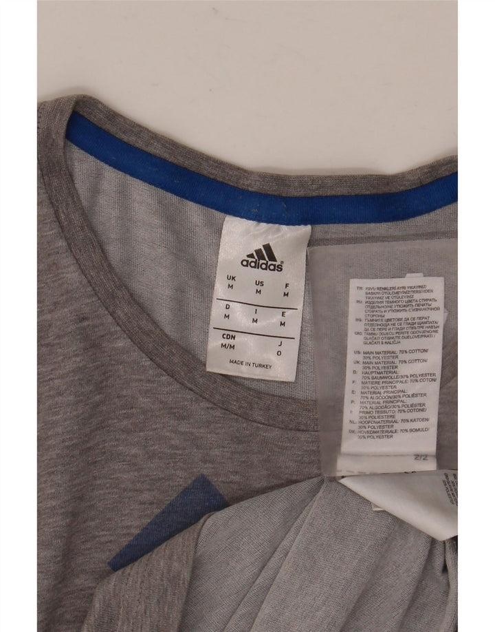 ADIDAS Herren Grafik-T-Shirt-Oberteil aus mittelgrau gesprenkelter Baumwolle