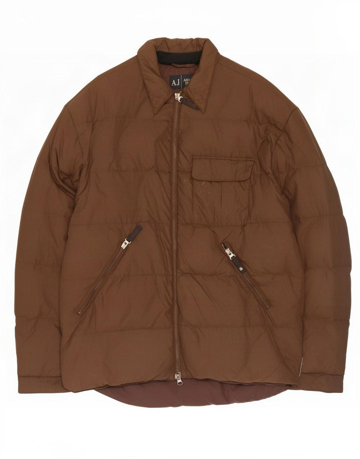 Armani Herren Wattierte Jacke UK 44 2XL Braunes Polyamid