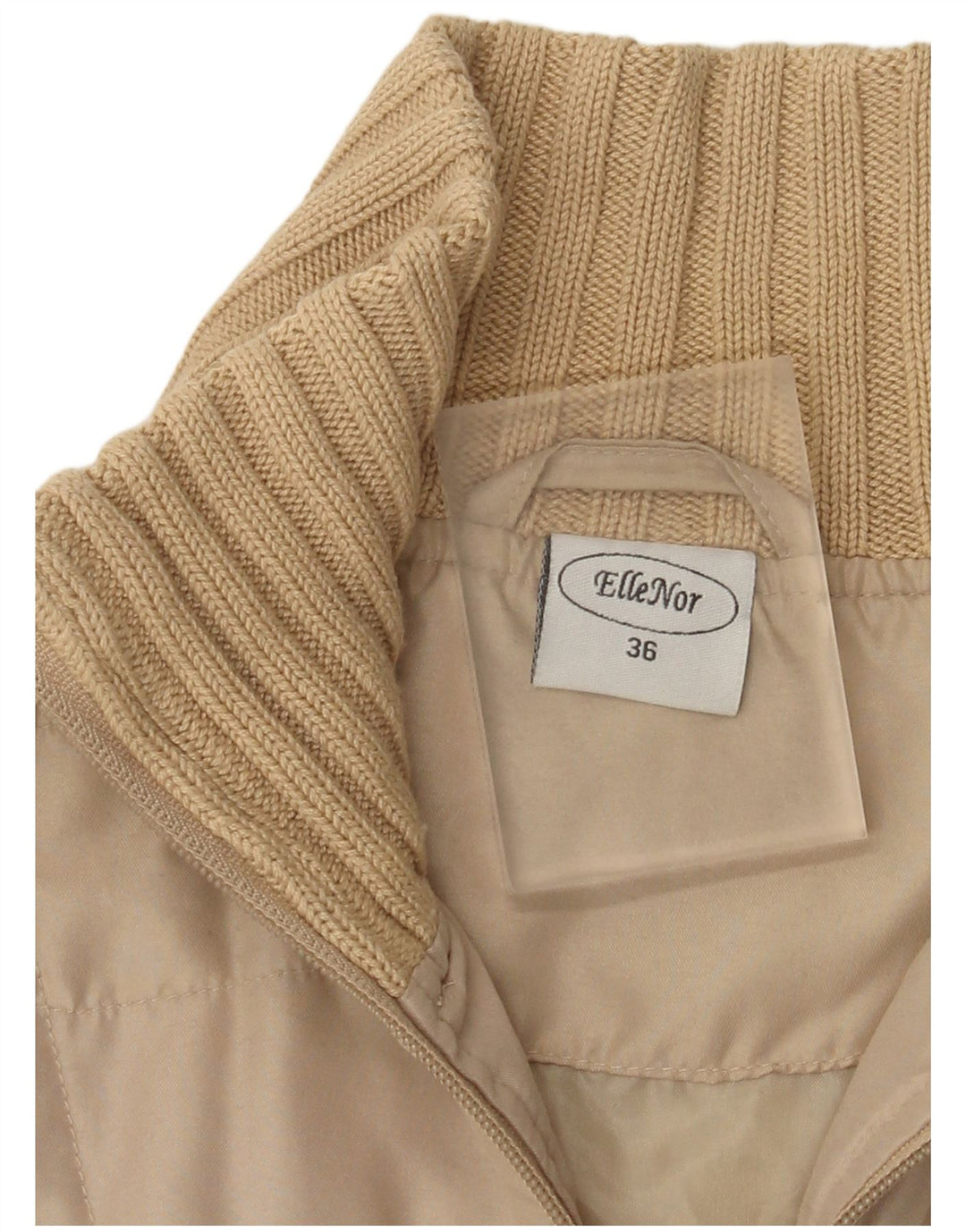 Vintage Damen Bomberjacke EU 36 Small Beige Polyester