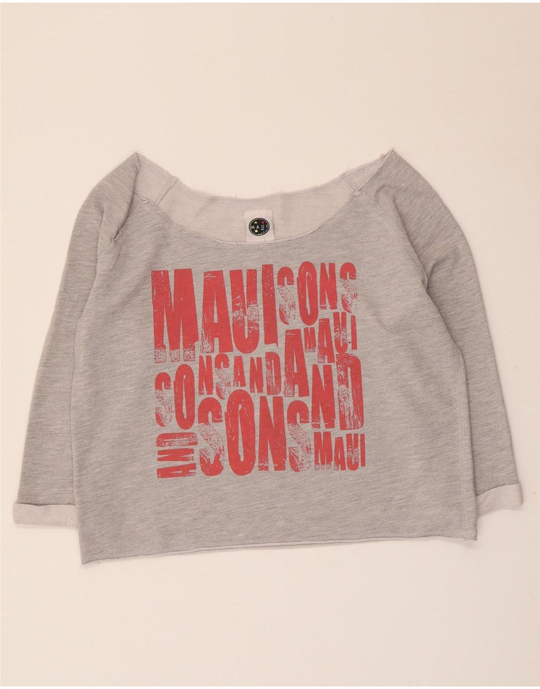 Maui and Sons Damen Crop Graphic Top 3/4 Ärmel UK 14 Mittelgrau