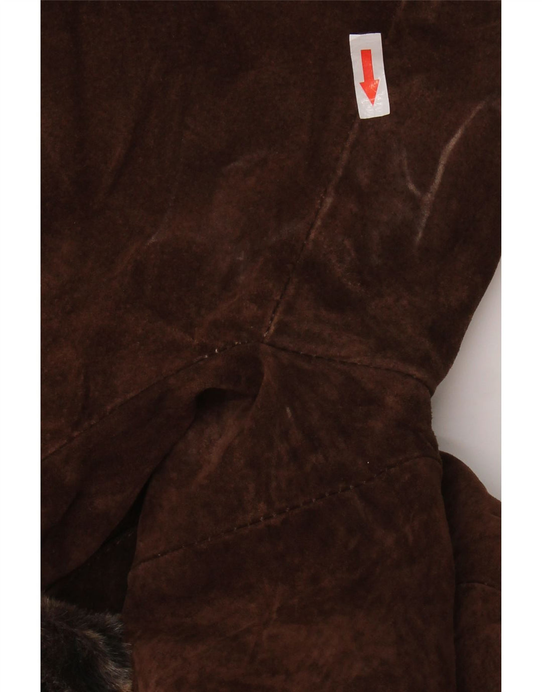 Vintage Damen Wildledermantel UK 14 Großes braunes Leder mit Animal-Print