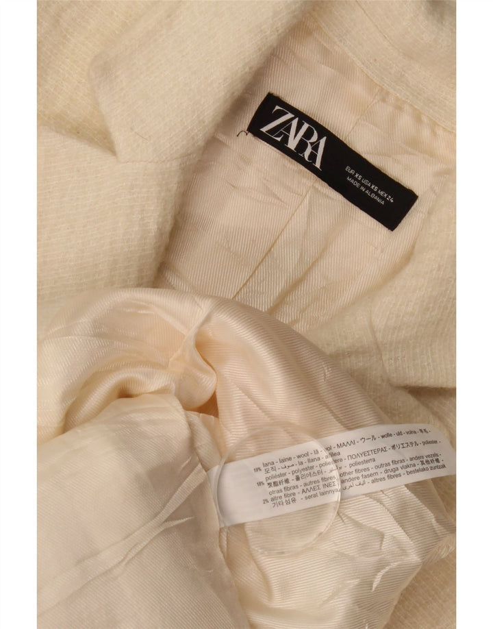 Zara Damen Mantel UK 6 XS Off White Wool