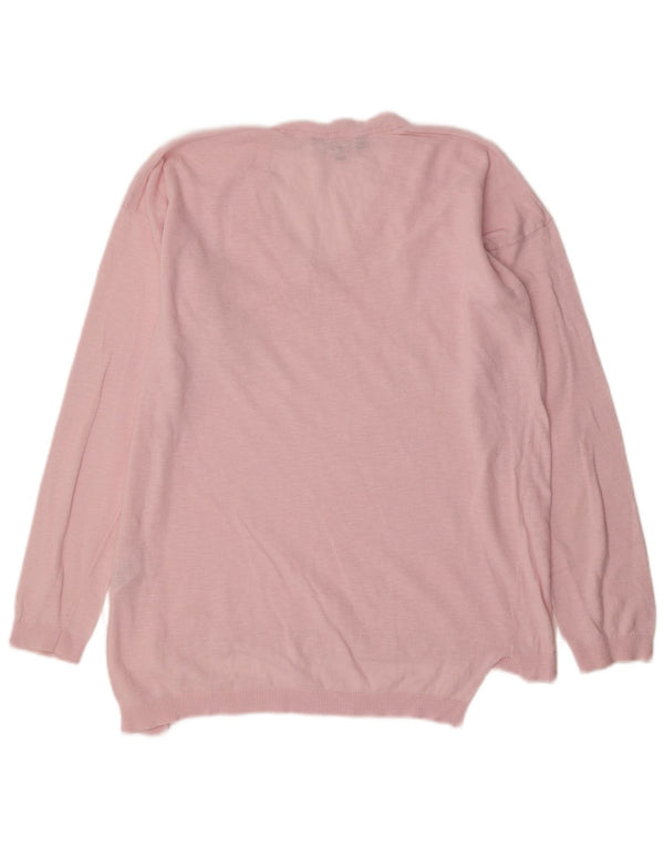 Crew Clothing Damen-Pullover mit V-Ausschnitt, UK 14, Größe L, Rosa, Baumwolle