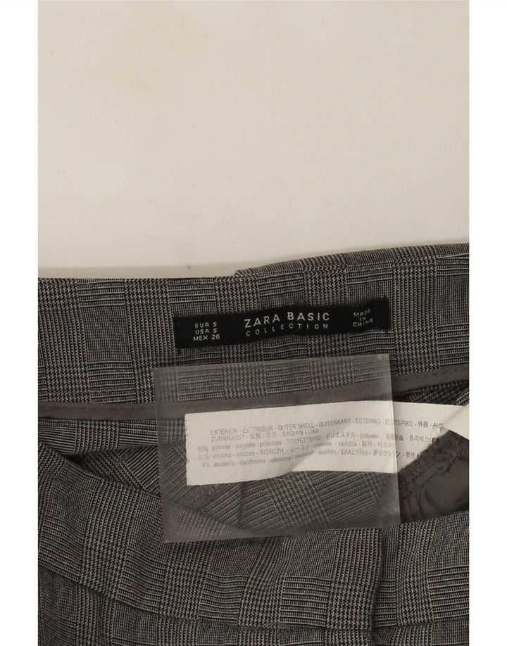 Slim-Anzughose für Damen von Zara, Größe S, W26, L27, grau kariertes Polyester
