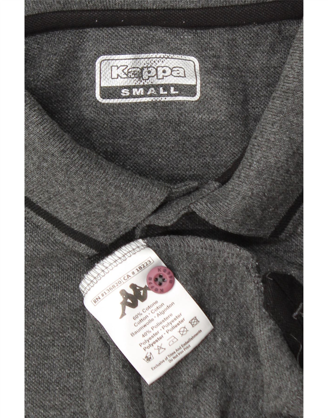 Kappa Herren-Poloshirt, kleine graue Baumwolle