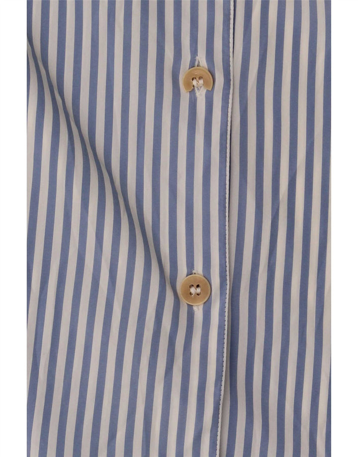 Marella Damen-Hemd IT 42 aus mittelblauer Nadelstreifen-Baumwolle