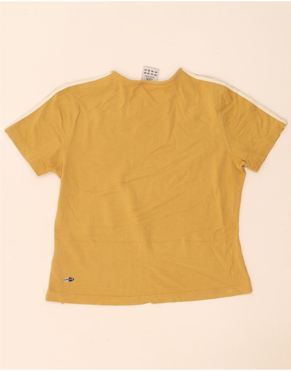 Adidas Damen T-Shirt Top UK 16 Large Gelb Baumwolle