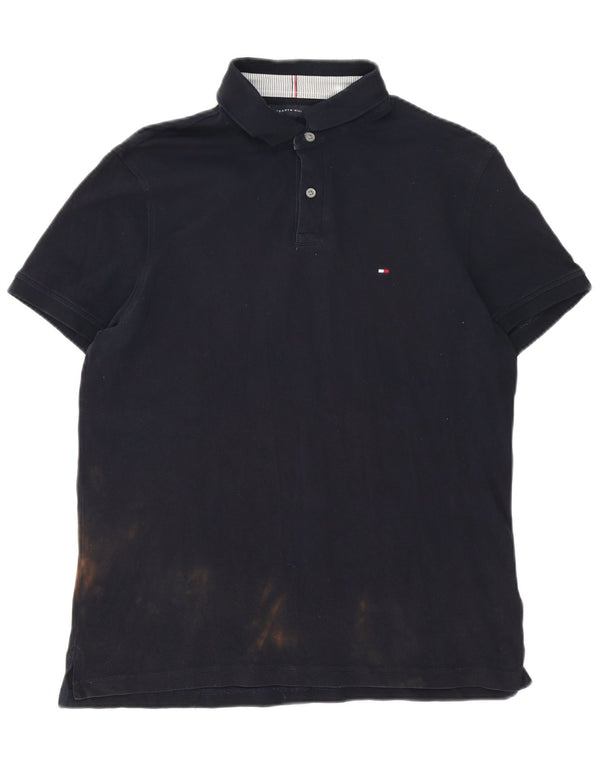 Tommy Hilfiger Herren-Poloshirt mit normaler Passform, große marineblaue Baumwolle