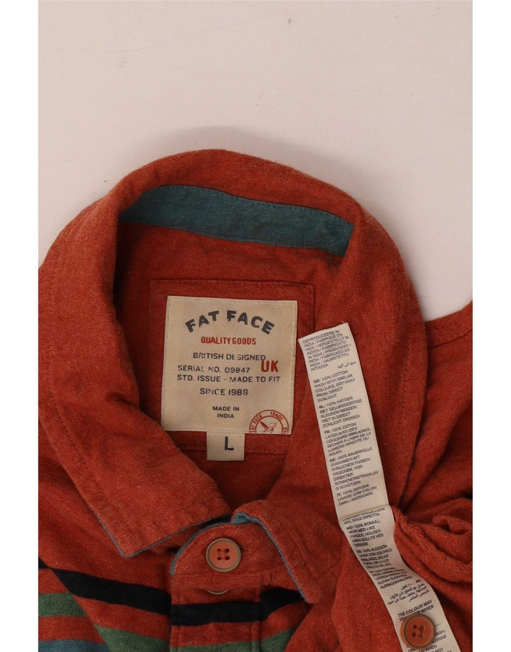 Fat Face Herren-Poloshirt, groß, Orange, Colourblock-Baumwolle